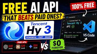 FREE AI API That Beats Paid Ones Tencent Hy 3 & Connect in VS Code