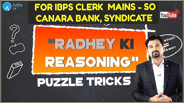 Puzzle Tricks By Radhey Sir For IBPS CLERK  MAINS - SO, CANARA BANK, SYNDICATE | Reasoning