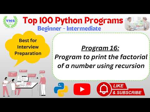 Python Program 016 | Factorial Using Recursion in Python | Recursive Function Example
