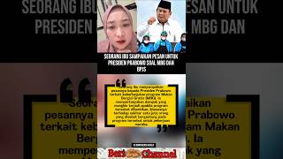 Seorang Ibu Sampaikan Pesan untuk Presiden Prabowo Soal MBG dan BPJS