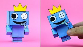 3D Shapes Rainbow Friends Blue Paper Craft Idea