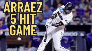 Luis Arraez puts on a hitting display with five hits | First player to reach 100 hits