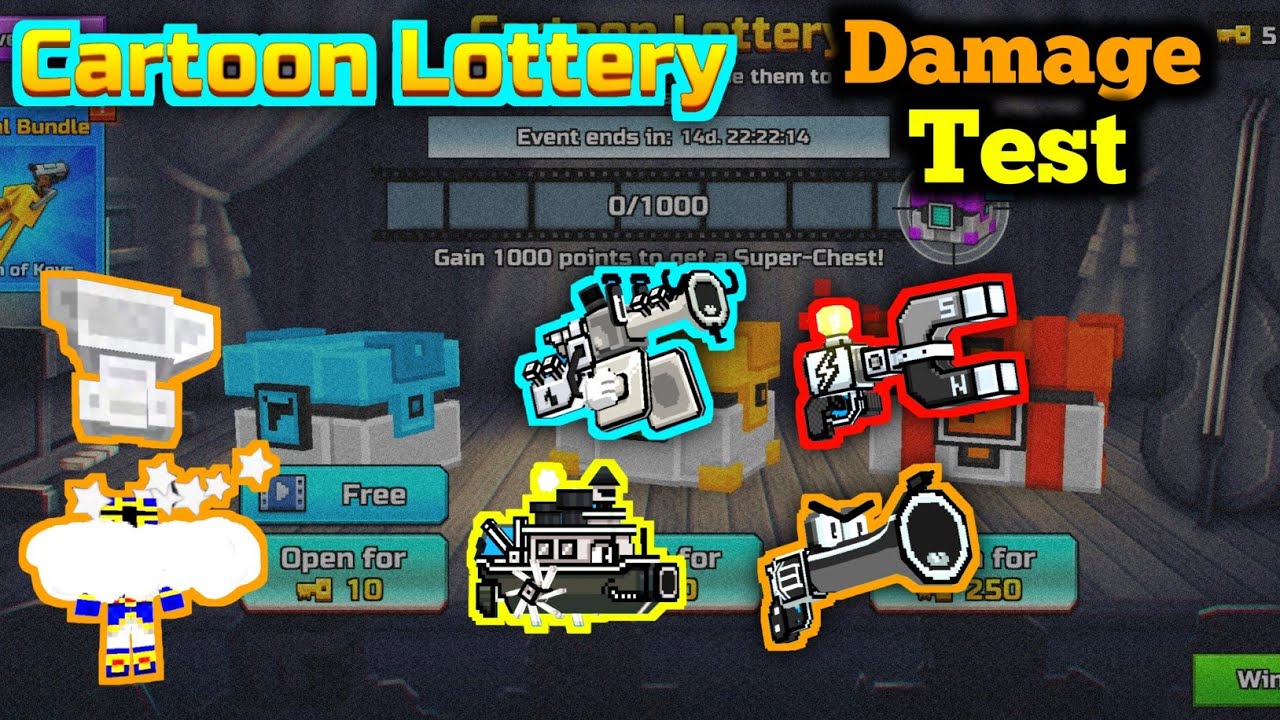 Cartoon Lottery Damage Test #1 | New Weapons - Pixel Gun 3D
