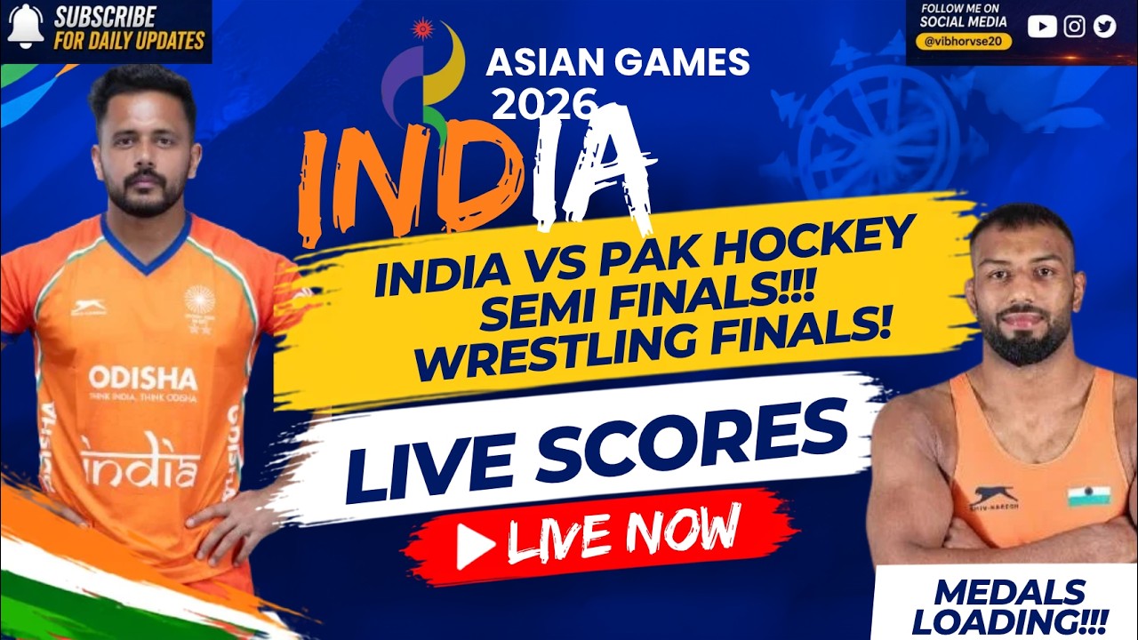 Live: INDIA vs PAKISTAN HOCKEY SEMI FINALS, WRESTLING FINALS, JUDO, Asian games 2026 Day 12 India