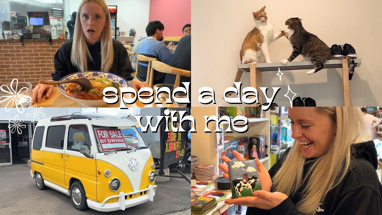 Thrifting, Yummy Food, and a Surprise Cat Cafe! | edmonton vlog
