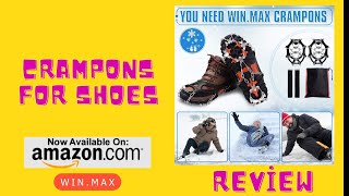 WIN MAX Crampons for Shoes Traction Cleats Ice Snow Grips with 19 Stainless Stee