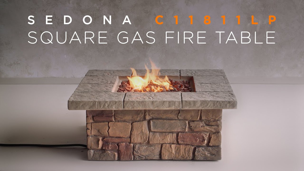 Sedona C11811LP Square Gas Fire Table YouTube