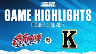 OHL Highlights: Oshawa Generals @ Kingston Frontenacs Oct. 3, 2025