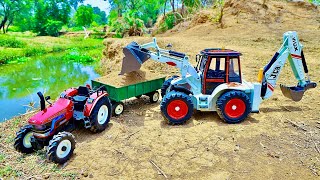 JCB Excavator and Tractor Loading Sand | Construction Toys for Kids