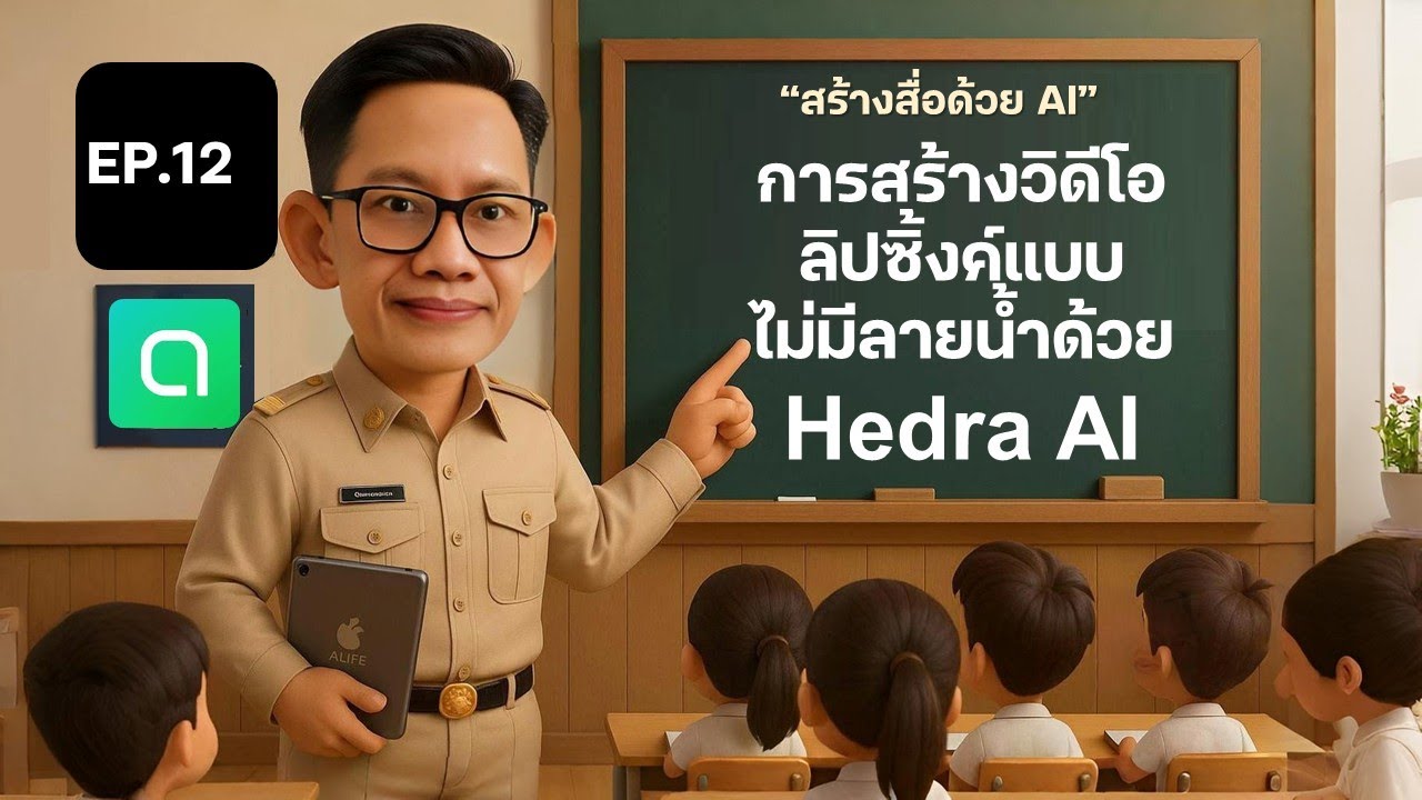 ep 12 การสร้างคลิปวิดีโอแบบลิปซิ้งค์ประกอบเสียงบรรยายด้วย Hedra AI