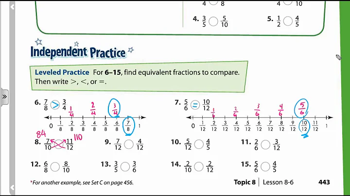 Continue L8-6: Compare Fractions
