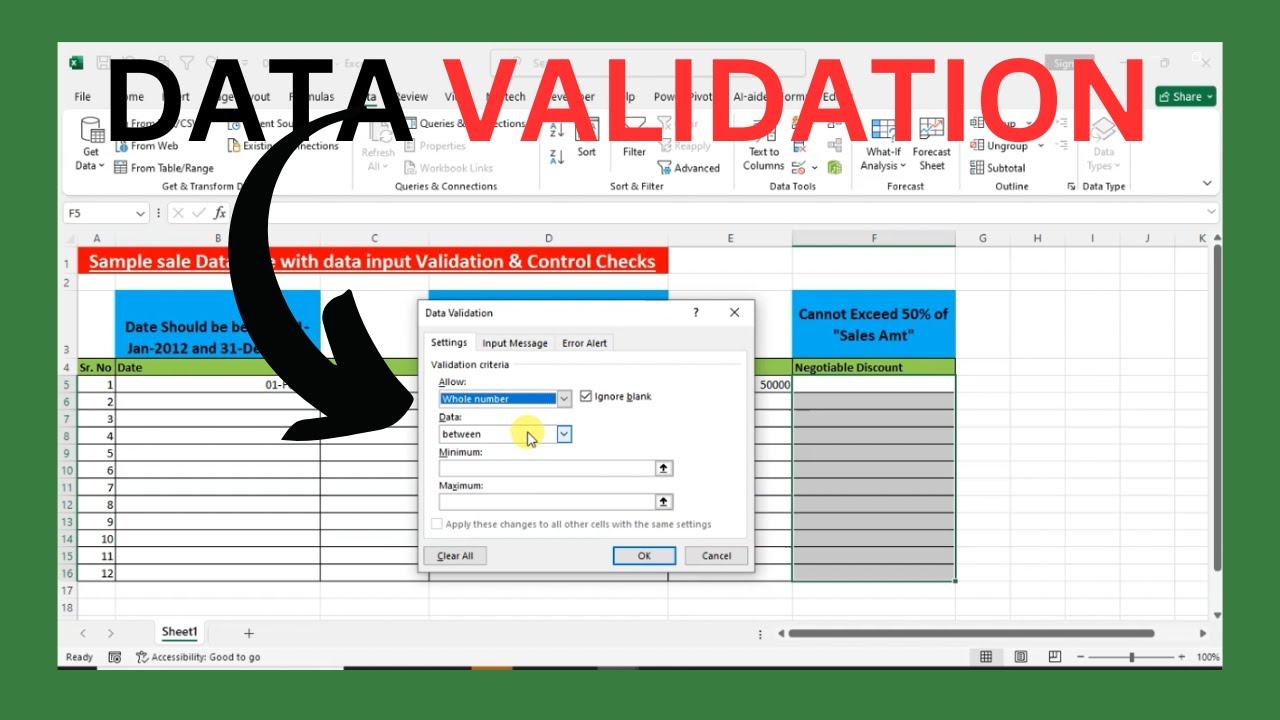 How To Use Data Validation In Excel Sheet - YouTube