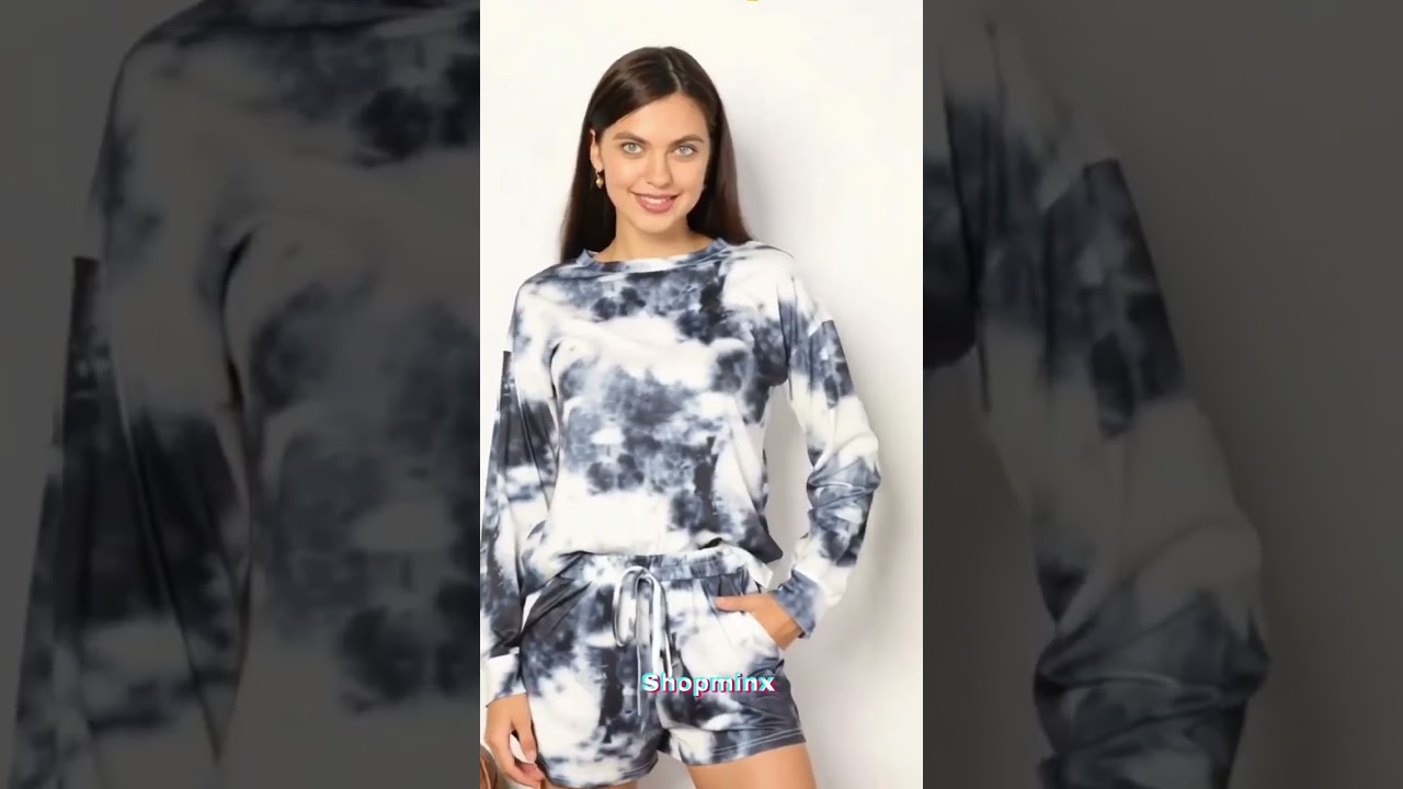 Комплект для отдыха: блестящий топ с круглым вырезом и шорты с эффектом тай-дай | Уютный и стильный