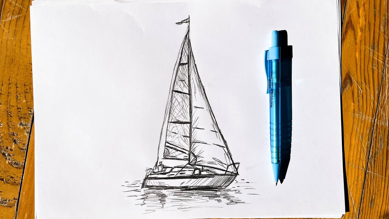 How to Draw a Sailboat Step by Step / Drawing a Ship / Easy Drawing ...