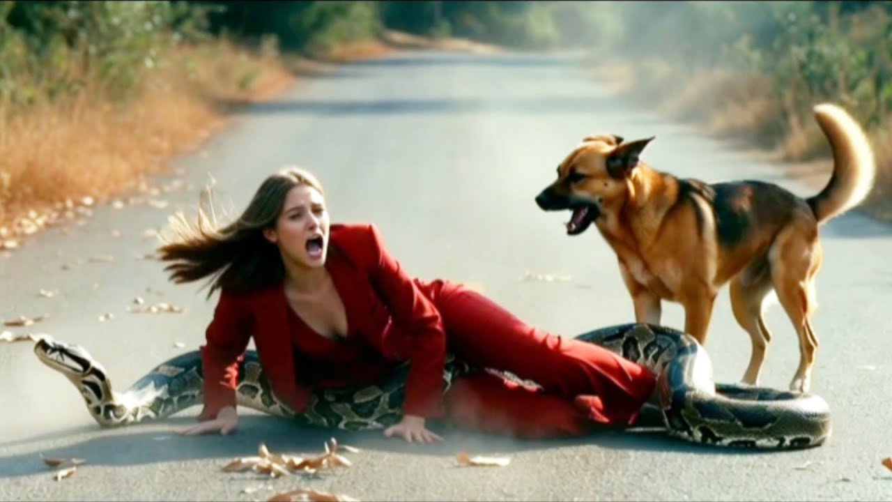 Giant Python Attacks Woman on Road 😱 Dog Tries to Save Her! _ giant ...
