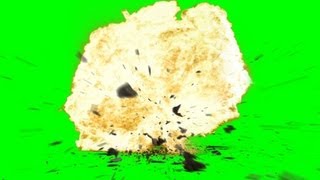 Explosion with Debris ground Crack an Sound - free green screen - free use