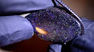 Auction 37ct 35x22x8 Top Multicolor Galaxy Black Basalt Matrix Opal Kette Honduras gem