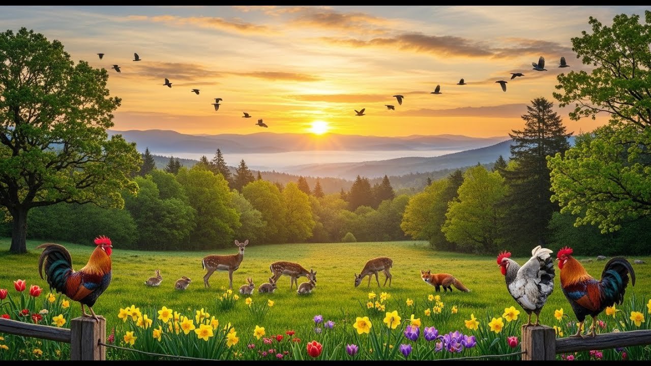 A gentle cool breeze and roosters crowing/Relaxation videos music