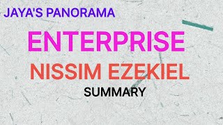Enterprise By Nissim Ezekiel - Summary