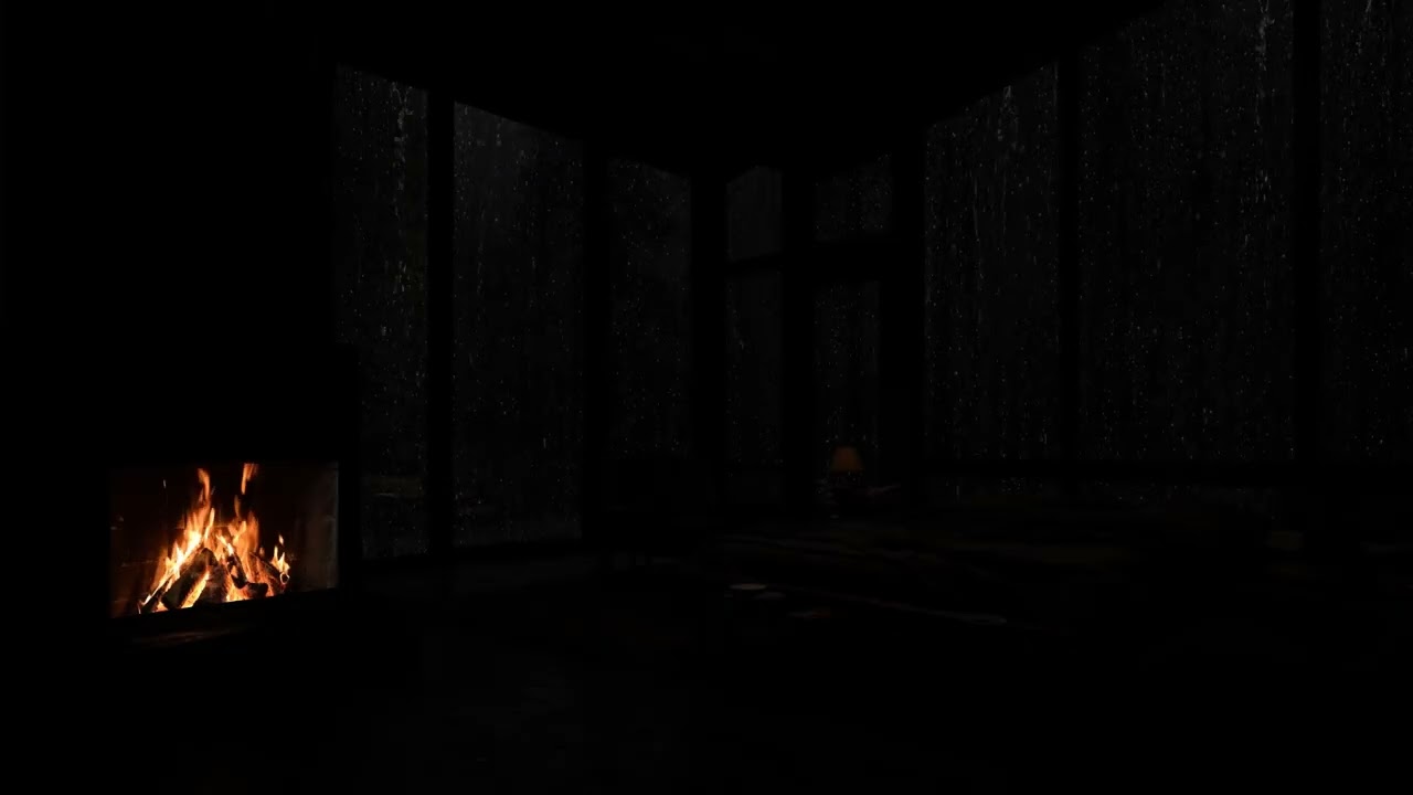 Fireplace And Rain Sound For Sleeping No Ads 🔥 A Stress-Free Evening and Restful Night 🌧️🔥