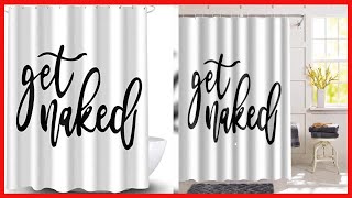 UIOIU Get Naked Shower Curtain,Funny Black and White Shower Curtain,Durable Fabric Waterproof