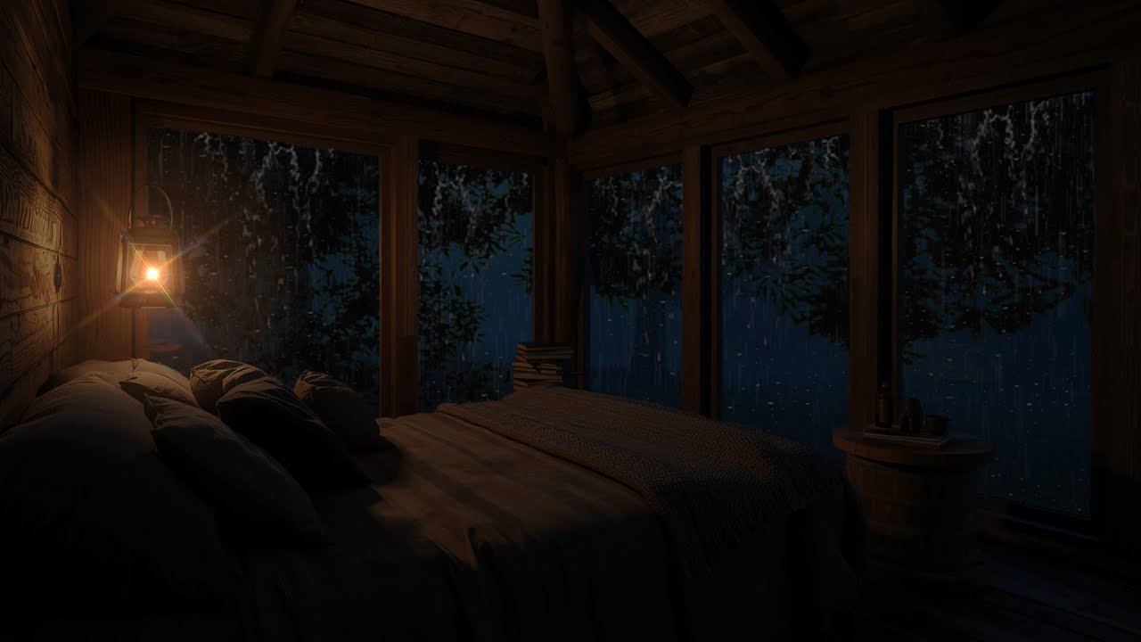 Rainy Night Cabin – Gentle Rain & Soft Piano for Deep Sleep 🌧️🎹