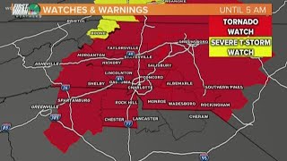 Tornado watch in effect for multiple counties in the region until 5 a.m.
