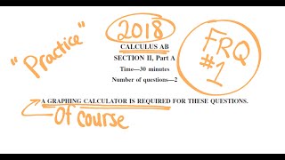 Visca AP Calculus AB 2018 Exam Problems FRQ 1