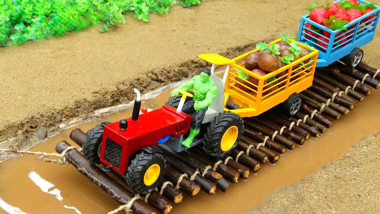 Diy tractor making mini wooden bridge very unique | Diy tractor with ...