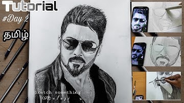 How to draw Actor Surya Easy method | Drawing tutorial Step by step in Tamil | Sketch Something