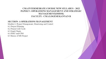 PAPER 9: Module 6. Project Management, Monitoring and Control CMA INTER G2: OMSM (TAMIL)