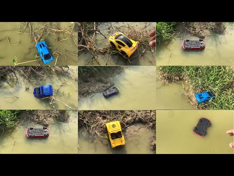 Looking for Toy cars in the water. animal toys, Excavators, Bulldozer, Truck, Raced Cars, Sport Car.