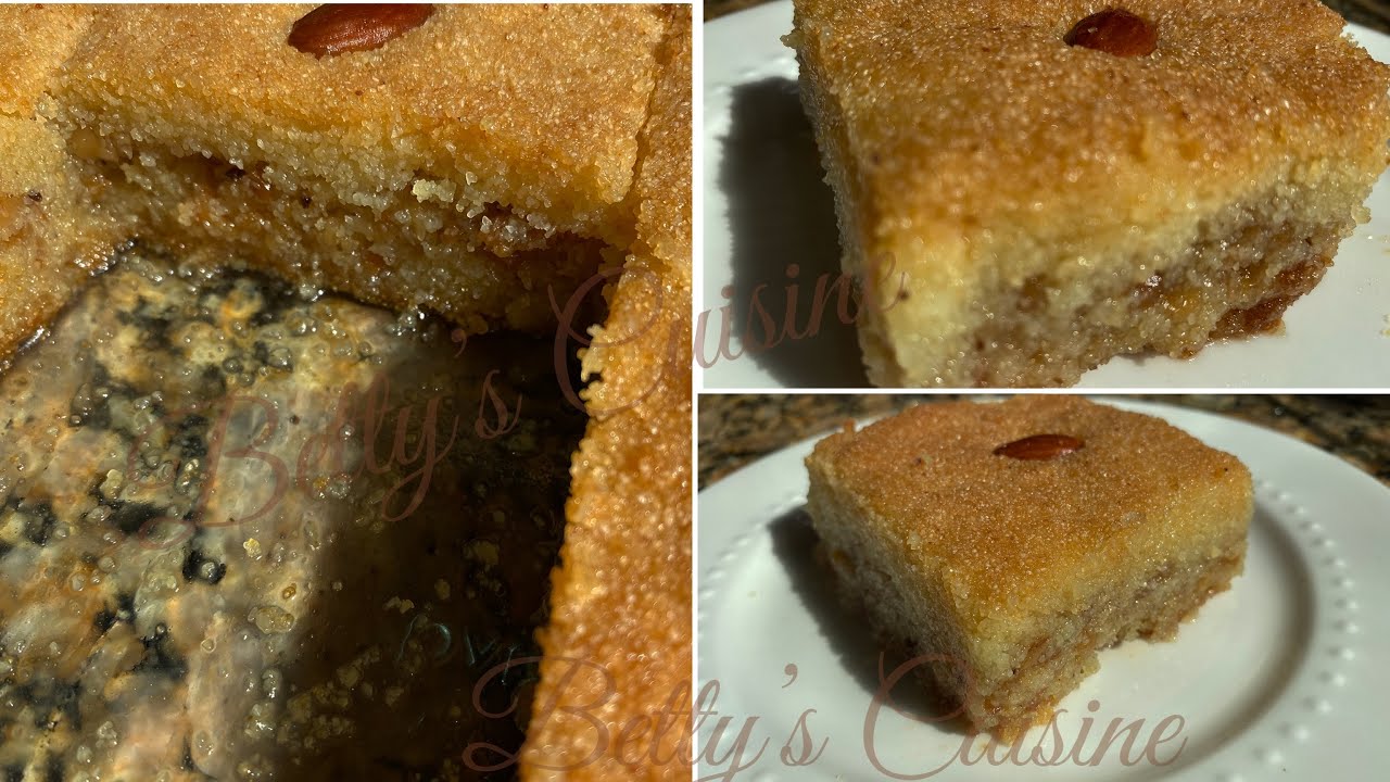 قلب اللوز(بسبوسة باللوز) تذوب فالفم  بطريقة سهلة ومقادير مضبوطةdelicious qalb louz/basboussa recipe