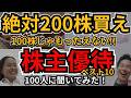 【株主優待】200株買うべき優待銘柄、100株じゃもったえない!200株で実質優待利回りがアップする銘柄、個人投資家100人のイチオシはコレ!