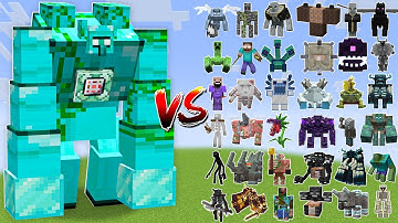 ALPHA MUTANT DIAMOND GOLEM vs All Minecraft Bosses - Minecraft Mob Battle