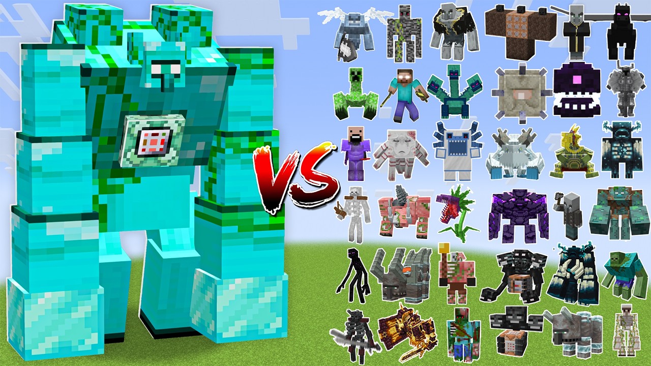 ALPHA MUTANT DIAMOND GOLEM vs All Minecraft Bosses - Minecraft Mob Battle