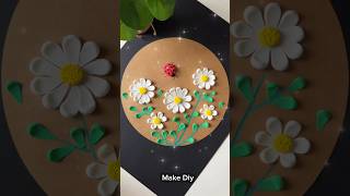 How To Make Easy Clay Daisy Flowers Ladybug Diy 3D Wall Art Air Dry Clay Craft