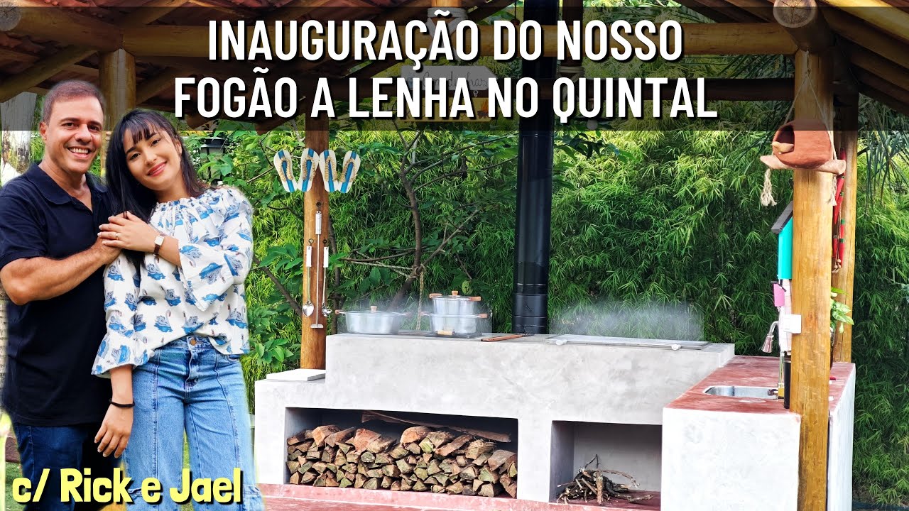 INAUGURAÇÃO DO NOSSO FOGÃO A LENHA NO QUINTAL