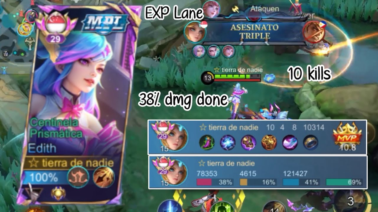 MLBB Edith Ranked KDA 10/4/8 - hice 38% de daño en mi equipo 