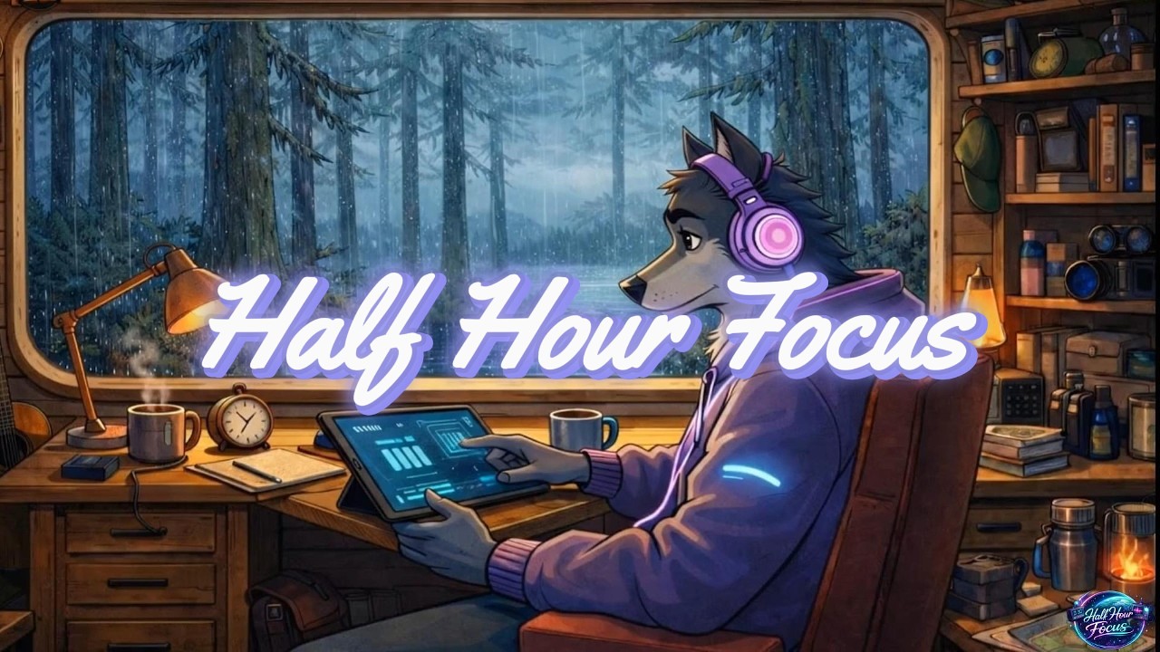 30 Minute Deep Focus Session | Mossed Canopy Drift in a Cozy Log Cabin | Half Hour Focus