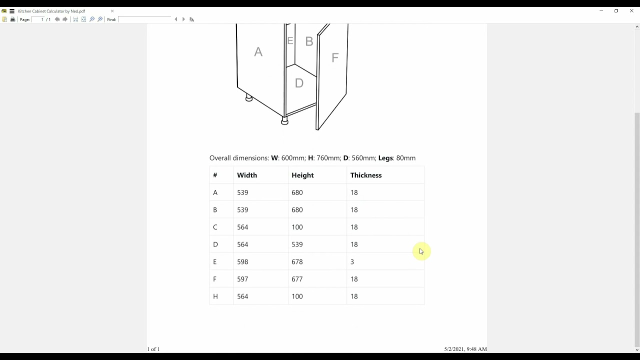 Kitchen calculator simple tool with Python script for Blender