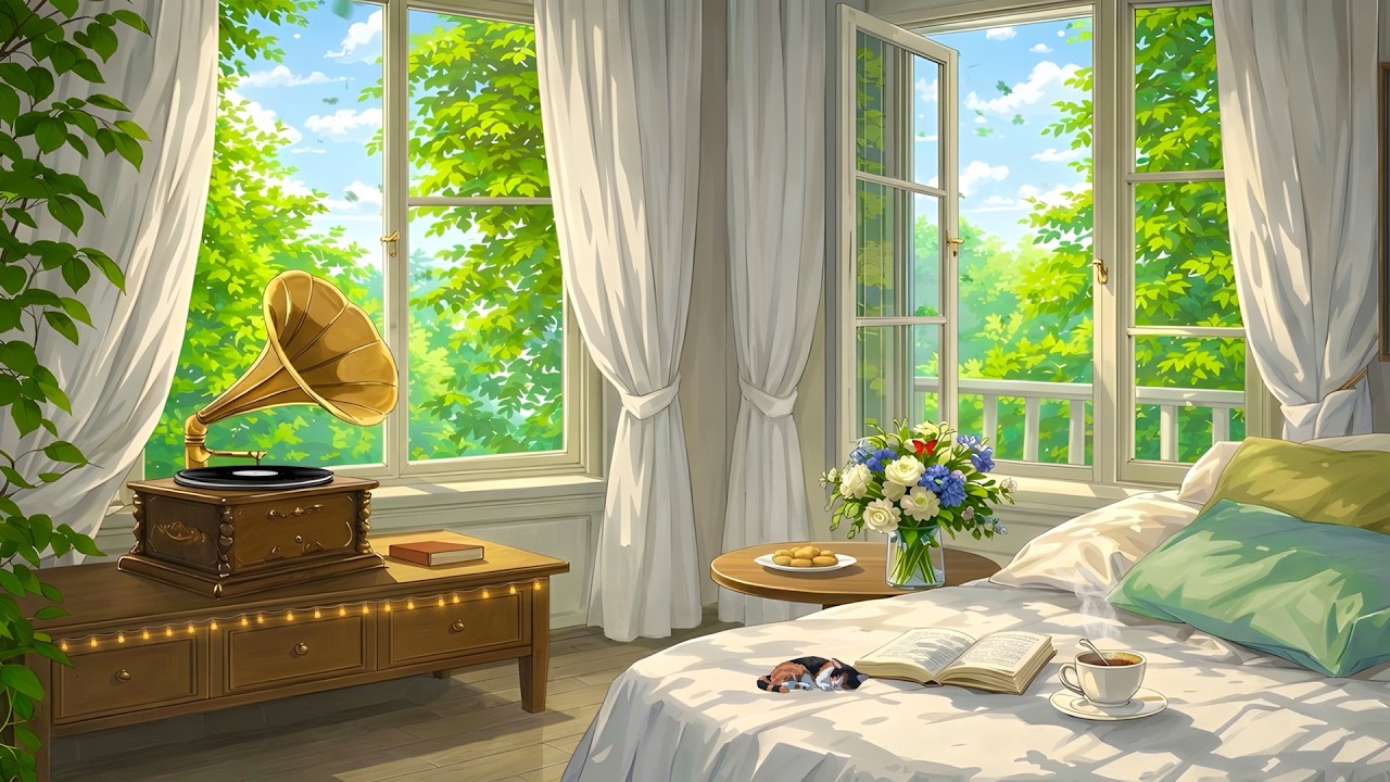 A Peaceful Cottage Morning with Soft Vintage Music | Sunlit bedroom 🍃