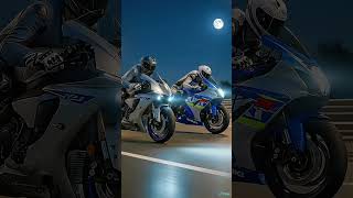 R1M vs GSX-R1000 — Midnight Speed Duel on the Highway! 🌙🔥 #automobile