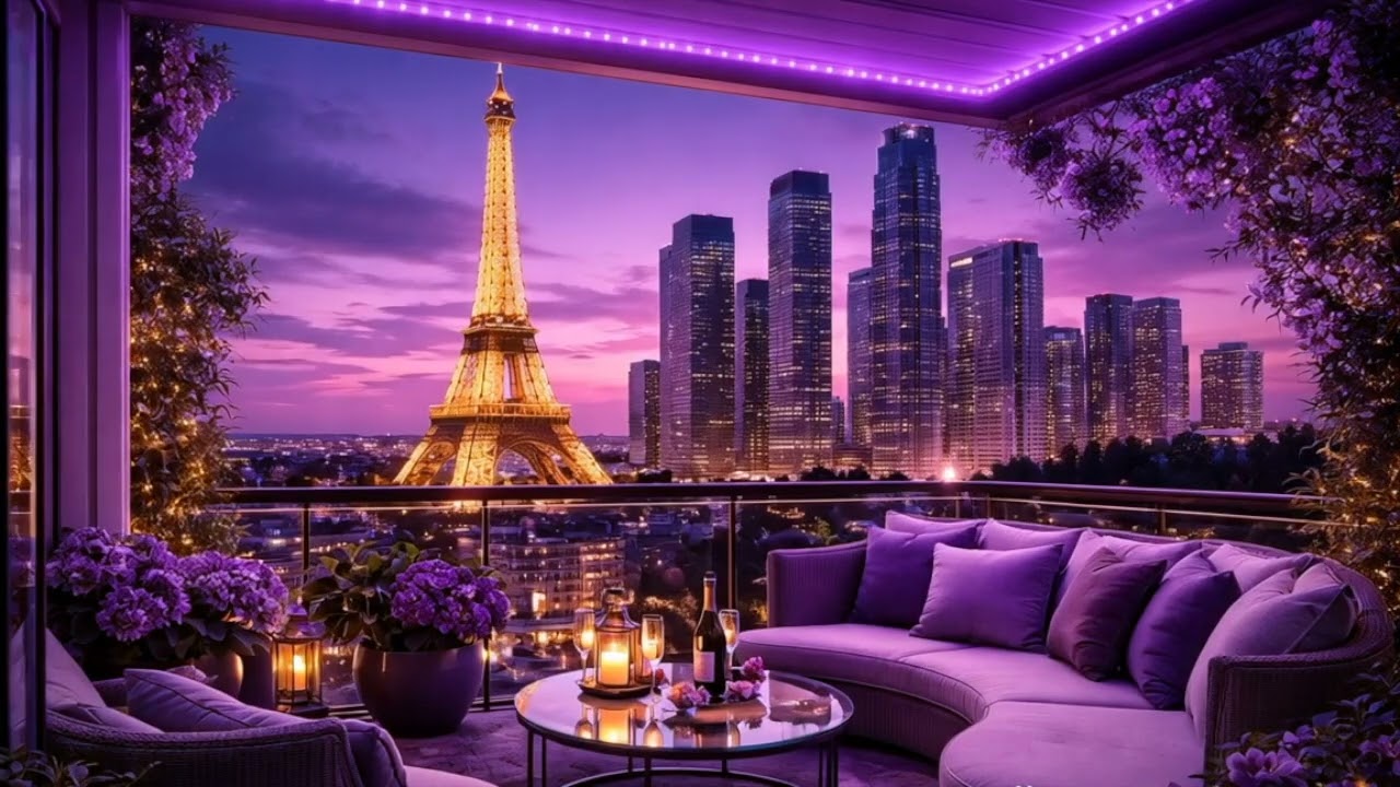 💜Night Paris Balcony ☕ Chill Lofi Music for Deep Focus & Relax |☔️ Lofi Rain Playlist