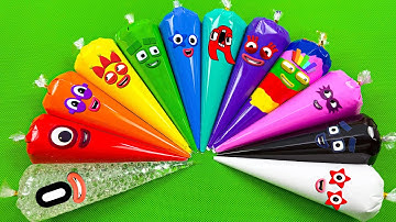 Numberblocks Bags – Look 🌈 Slime with Piping Bags! Satisfying Slime Video, ASMR