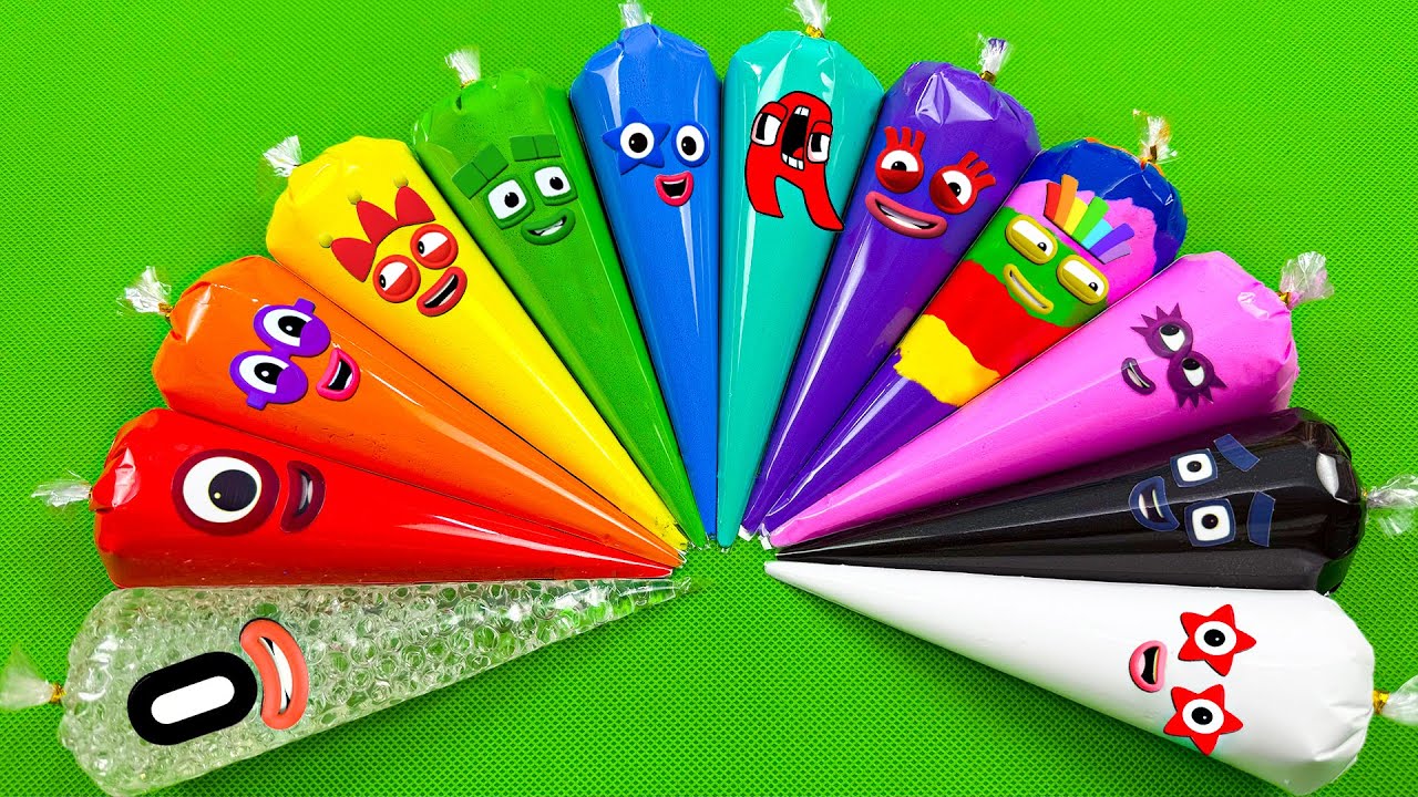 Numberblocks Bags – Look 🌈 Slime with Piping Bags! Satisfying Slime Video, ASMR