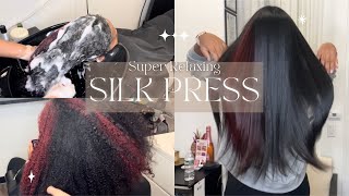 🫧THIS SILK PRESS WILL PUT YOU TO SLEEP 💆🏽‍♀️| WAIST LENGTH NATURAL HAIR  | #ASMR #shampoo