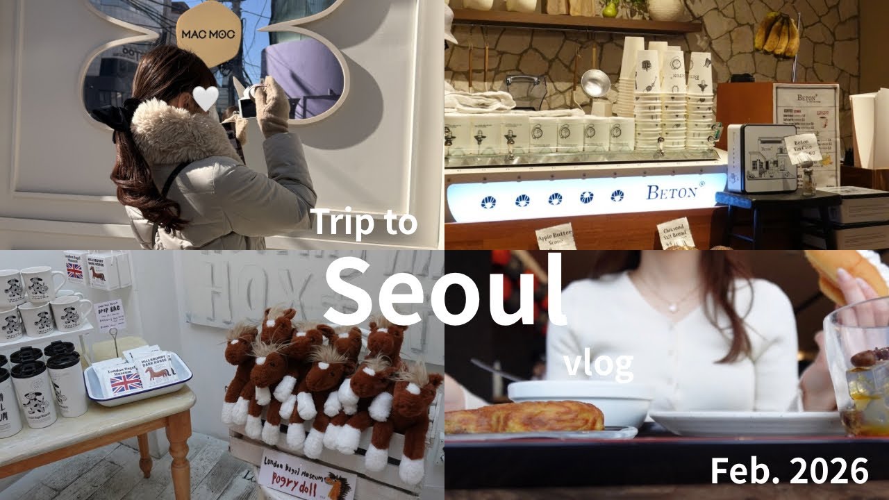 vlog 真冬の3泊4日韓国旅行🇰🇷グルメとショッピング、おすすめホテル、江南、狎鴎亭、広蔵市場、塩パンめぐり、ソウルの森🌳🤭✨