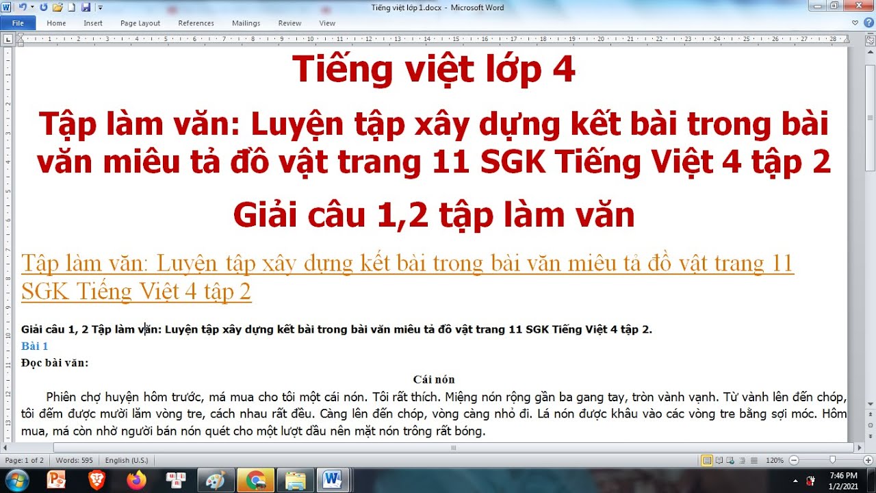 Tiếng việt lớp 4, tập 2, sgk, trang 11. Tập làm văn:... - youtube