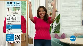 Jaclyn Smith PuffSleeve Vertical Chevron Sweater